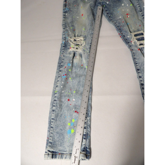Evolution In Design 38 Jeans Men Paint Spatter Distressed Acid Wash Hip Hop Y2K - Picture 7 of 16
